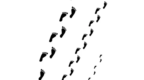 Foot prints on white background Stock Footage 68637937