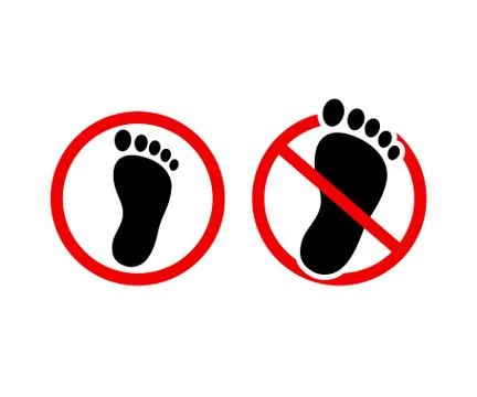 Foot in red circle, do not step Stock Illustration