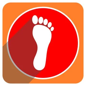 Foot red flat icon isolated. Stock Illustration