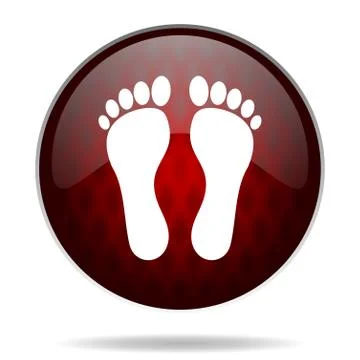 Foot red glossy web icon on white background. Stock Illustration