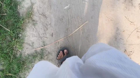 Foot on Sandy Ground Stockbeeldmateriaal 340517491