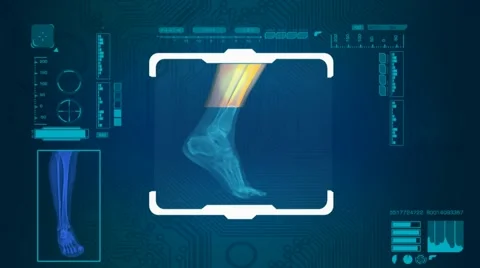 Foot Scanned - Digital Interface - Blue 01 Stock Footage 57862986
