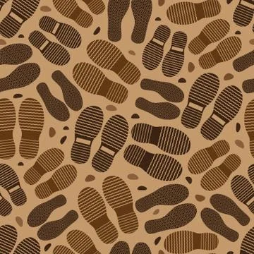 Foot seamless pattern on a brown background Stock Illustration