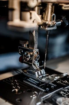 Foot Sewing Machine With Thread Inserted On The Needle Stock Photos