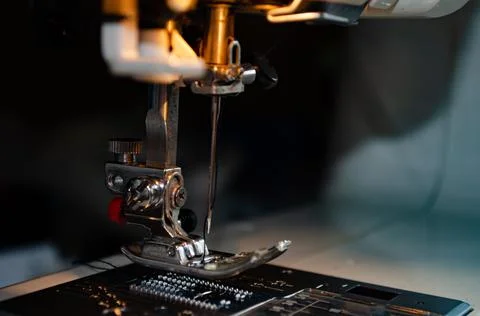 Foot Sewing Machine With Thread Inserted On The Needle Stock Photos