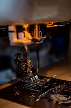 Foot Sewing Machine With Thread Inserted On The Needle Stock Photos