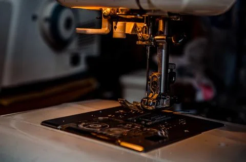 Foot Sewing Machine With Thread Inserted On The Needle Stock Photos