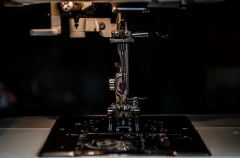 Foot Sewing Machine With Thread Inserted On The Needle Stock Photos