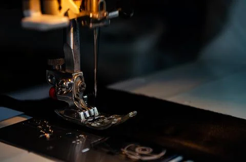 Foot Sewing Machine With Thread Inserted On The Needle Stock Photos