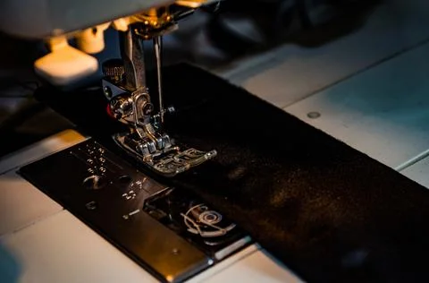 Foot Sewing Machine With Thread Inserted On The Needle Stock Photos