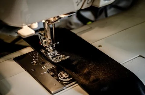 Foot Sewing Machine With Thread Inserted On The Needle Stock Photos