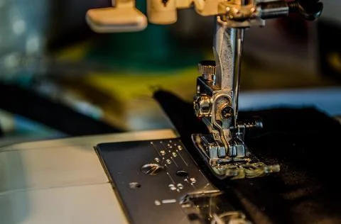 Foot Sewing Machine With Thread Inserted On The Needle Stock Photos