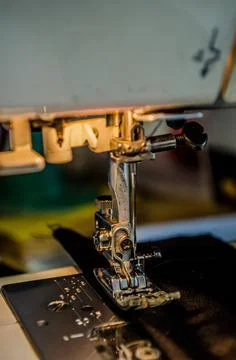 Foot Sewing Machine With Thread Inserted On The Needle Stock Photos