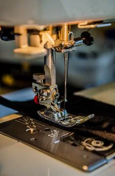 Foot Sewing Machine With Thread Inserted On The Needle Stock Photos