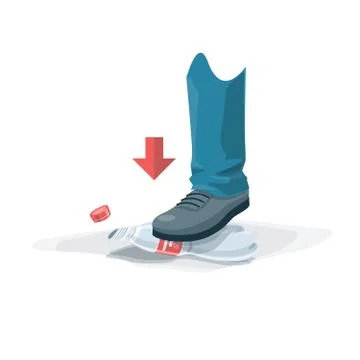 Foot Squeeze Empty Plastic Bottle Stock Illustration
