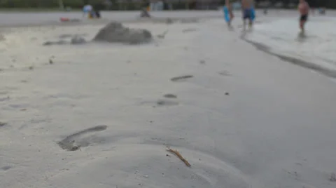 Foot steps on the beach Majorca Stock Footage 32252924