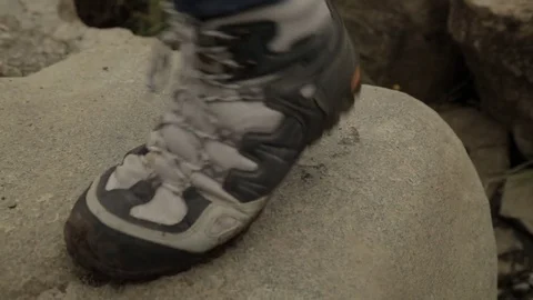 Foot steps on stone close up Stock Footage 77029838