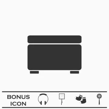 Foot stool icon flat. Stock Illustration