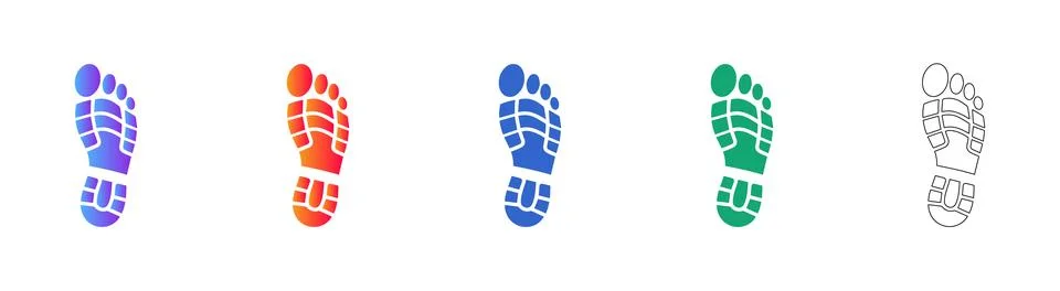 Foot Tread Pattern Icon Set 库存插图