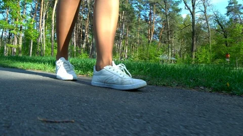 Foot Walking on the Road Stock Footage 89912801