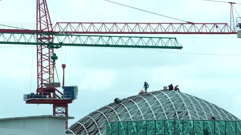 Footage 4K: Construction crane at a construction site Stock Footage 158885530