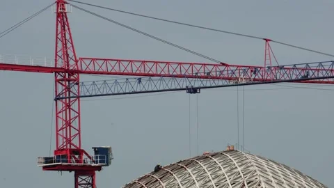Footage 4K: Construction crane at a construction site Stock Footage 158885972