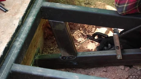 Footage 4K: A mechanic welding a construction work Stock Footage 138752674