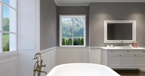 Footage. Bathroom in the new house. Modern design Stock Footage