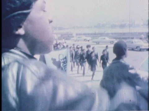 Footage of the Black Panthers marching and former Chief of Police, Charles Gain Stock Footage 75281849