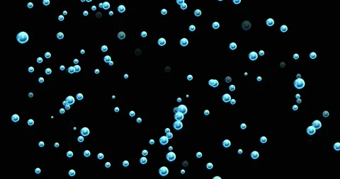 Footage, blue bubbles on a black background, transparent bubbles move up blend Stock Footage 164589076
