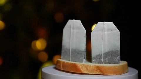 Footage of bread tea pocket dark background Stock Footage 150865606