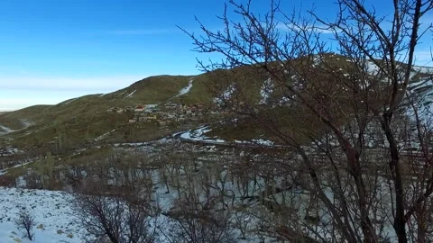 Footage captures the arid landscape with sparse dry bushes, stock footage. Stock Footage 304784726