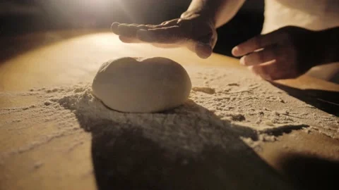 Footage of chef making dough for donuts or pizza. Stock Footage 168534585