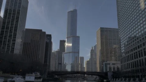 Footage Chicago City buildings landscape Stock Footage