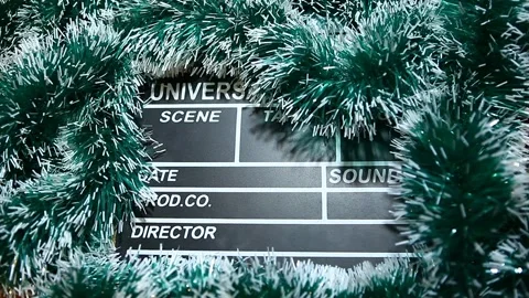 Footage of clapper board tinsel Stock Footage 259553333