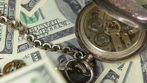 Footage of clock money background Stock Footage 200142810