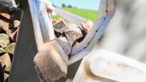 Footage of close up of circular saw with logs for wood cutting Stock Footage