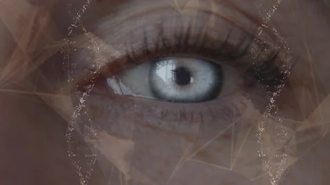Footage computer graphics and video. The eye of a woman in which the window is r Stock Footage 233029758