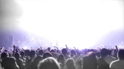 Footage of a crowd partying illuminated by colorful light during a concert Stock Footage