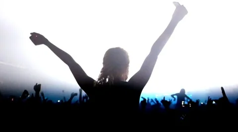 Footage of a crowd partying at a rock concert Stock Footage