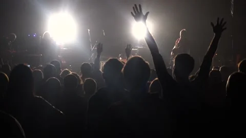 Footage of a crowd partying at a rock concert Stock Footage