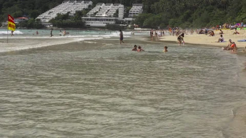 Footage crowded beach in Phuket Stock Footage 181077164