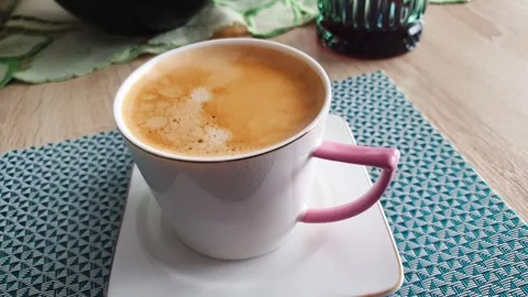 Footage of a cup of cap of coffee. Beverage Stock Footage 302749801