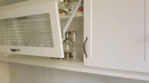 Footage of cupboards and built in modules in kitchen,Interior shot Stock Footage 76747934