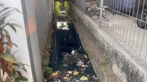 Footage Of Dirty Sewer Or Gutter Video stock 344914216