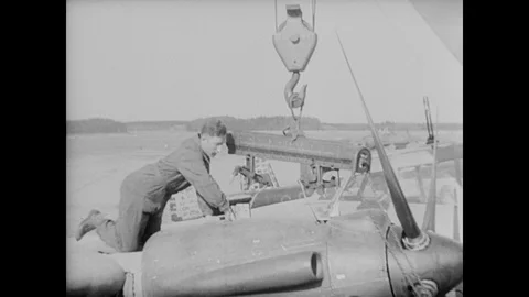 Footage of DO-127 engine change and experimental Focke-Achgelis 223 helicopter Stock Footage 103384963
