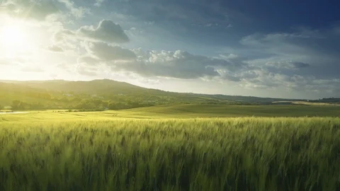 Footage editing process after and before. Spring sunset in Tuscany, Italy Stock Footage 124497757