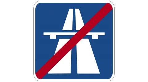 Footage of an end of motorway traffic sign, the shot is coming into focus Stock Footage