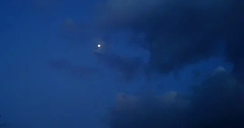 Footage of evening sky, dusk cloudscape with the moon Stock Footage 170255846