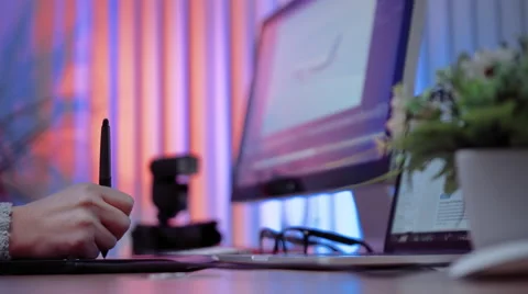 Footage of female graphic designer working at her desk Stock Footage 59707999